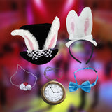 Maxbell Easter White Rabbit Costume Set Top Hat Fancy Dress Nose Bowtie Pocket Watch