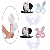 Maxbell Bunny Costume Set Rabbit Ear Topper Hat Mask Gloves for Party Birthday White Mask