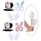 Maxbell Bunny Costume Set Rabbit Ear Topper Hat Mask Gloves for Party Birthday White Mask