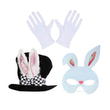 Maxbell Bunny Costume Set Rabbit Ear Topper Hat Mask Gloves for Party Birthday White Mask