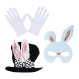 Maxbell Bunny Costume Set Rabbit Ear Topper Hat Mask Gloves for Party Birthday White Mask