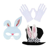 Maxbell Bunny Costume Set Rabbit Ear Topper Hat Mask Gloves for Party Birthday White Mask