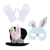 Maxbell Bunny Costume Set Rabbit Ear Topper Hat Mask Gloves for Party Birthday White Mask