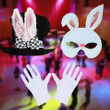 Maxbell Bunny Costume Set Rabbit Ear Topper Hat Mask Gloves for Party Birthday White Mask