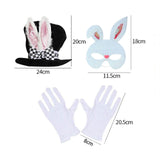 Maxbell Bunny Costume Set Rabbit Ear Topper Hat Mask Gloves for Party Birthday White Mask