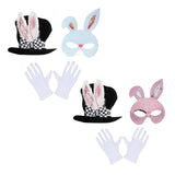 Maxbell Bunny Costume Set Rabbit Ear Topper Hat Mask Gloves for Party Birthday White Mask