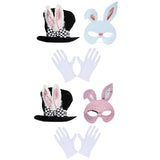 Maxbell Bunny Costume Set Rabbit Ear Topper Hat Mask Gloves for Party Birthday White Mask