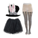 Maxbell Cute Easter Skirt Tights Set Rabbit Top Hat for Easter Party Velvet Holiday