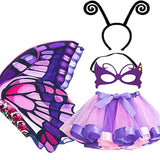 Maxbell 4Pcs Girls Fairy Costume Set Butterfly Wing for Stage Performance Carnival Style B