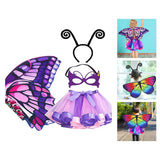 Maxbell 4Pcs Girls Fairy Costume Set Butterfly Wing for Stage Performance Carnival Style B