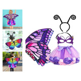 Maxbell 4Pcs Girls Fairy Costume Set Butterfly Wing for Stage Performance Carnival Style B