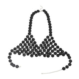 Maxbell Shiny Sequin Crop Tops Halter Tops Clothes Bralette Stage Performance Beach Length 90cm to 105cm Black