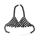 Maxbell Shiny Sequin Crop Tops Halter Tops Clothes Bralette Stage Performance Beach Length 90cm to 105cm Black