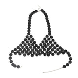 Maxbell Shiny Sequin Crop Tops Halter Tops Clothes Bralette Stage Performance Beach Length 90cm to 105cm Black