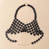 Maxbell Shiny Sequin Crop Tops Halter Tops Clothes Bralette Stage Performance Beach Length 90cm to 105cm Black