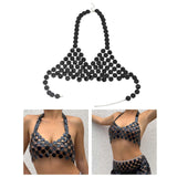 Maxbell Shiny Sequin Crop Tops Halter Tops Clothes Bralette Stage Performance Beach Length 90cm to 105cm Black