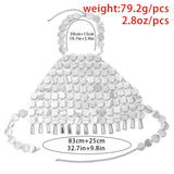 Maxbell Shiny Sequin Crop Tops Halter Tops Clothes Bralette Stage Performance Beach Length 83cm to 108cm White