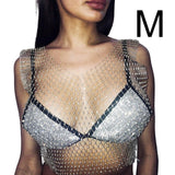 Maxbell Mesh Crop Sleeveless Hollow Out for Festival Rave Dance Summer White V Neck