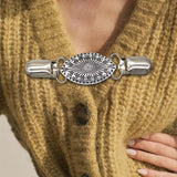 Maxbell Fashion Sweater Clips Cardigan Clips for Clothing Blouse Women Girls wearing Oval