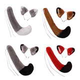 Maxbell Fox Ears and Long Tail Set Dress up Costume Accessories for Prom Halloween Gray White