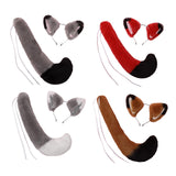 Maxbell Fox Ears and Long Tail Set Dress up Costume Accessories for Prom Halloween Gray White