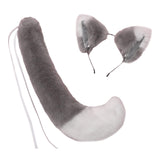 Maxbell Fox Ears and Long Tail Set Dress up Costume Accessories for Prom Halloween Gray White