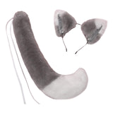 Maxbell Fox Ears and Long Tail Set Dress up Costume Accessories for Prom Halloween Gray White