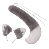 Maxbell Fox Ears and Long Tail Set Dress up Costume Accessories for Prom Halloween Gray White