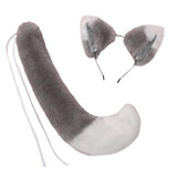 Maxbell Fox Ears and Long Tail Set Dress up Costume Accessories for Prom Halloween Gray White