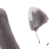Maxbell Fox Ears and Long Tail Set Dress up Costume Accessories for Prom Halloween Gray White