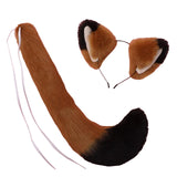 Maxbell Fox Ears and Long Tail Set Dress up Costume Accessories for Prom Halloween Black Brown