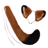 Maxbell Fox Ears and Long Tail Set Dress up Costume Accessories for Prom Halloween Black Brown