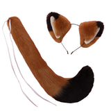 Maxbell Fox Ears and Long Tail Set Dress up Costume Accessories for Prom Halloween Black Brown