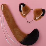 Maxbell Fox Ears and Long Tail Set Dress up Costume Accessories for Prom Halloween Black Brown