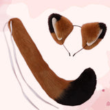 Maxbell Fox Ears and Long Tail Set Dress up Costume Accessories for Prom Halloween Black Brown