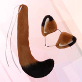 Maxbell Fox Ears and Long Tail Set Dress up Costume Accessories for Prom Halloween Black Brown