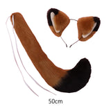 Maxbell Fox Ears and Long Tail Set Dress up Costume Accessories for Prom Halloween Black Brown