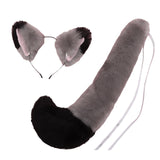 Maxbell Fox Ears and Long Tail Set Dress up Costume Accessories for Prom Halloween Gray Black