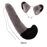 Maxbell Fox Ears and Long Tail Set Dress up Costume Accessories for Prom Halloween Gray Black