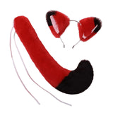 Maxbell Fox Ears and Long Tail Set Dress up Costume Accessories for Prom Halloween Black Red