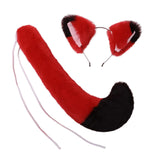 Maxbell Fox Ears and Long Tail Set Dress up Costume Accessories for Prom Halloween Black Red