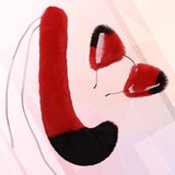 Maxbell Fox Ears and Long Tail Set Dress up Costume Accessories for Prom Halloween Black Red