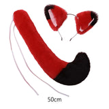 Maxbell Fox Ears and Long Tail Set Dress up Costume Accessories for Prom Halloween Black Red
