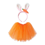 Maxbell Easter Costume Girls Ear Carrot Headband for Birthday Party Photo Props Headband and Skirt