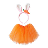 Maxbell Easter Costume Girls Ear Carrot Headband for Birthday Party Photo Props Headband and Skirt