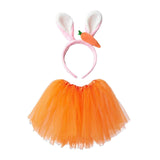 Maxbell Easter Costume Girls Ear Carrot Headband for Birthday Party Photo Props Headband and Skirt