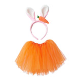 Maxbell Easter Costume Girls Ear Carrot Headband for Birthday Party Photo Props Headband and Skirt