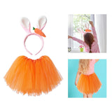 Maxbell Easter Costume Girls Ear Carrot Headband for Birthday Party Photo Props Headband and Skirt