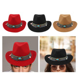 Maxbell Women Men Western Cowboy Hat Fedora Hat Sun Hat for Festival party Red