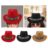 Maxbell Women Men Western Cowboy Hat Fedora Hat Sun Hat for Festival party Red